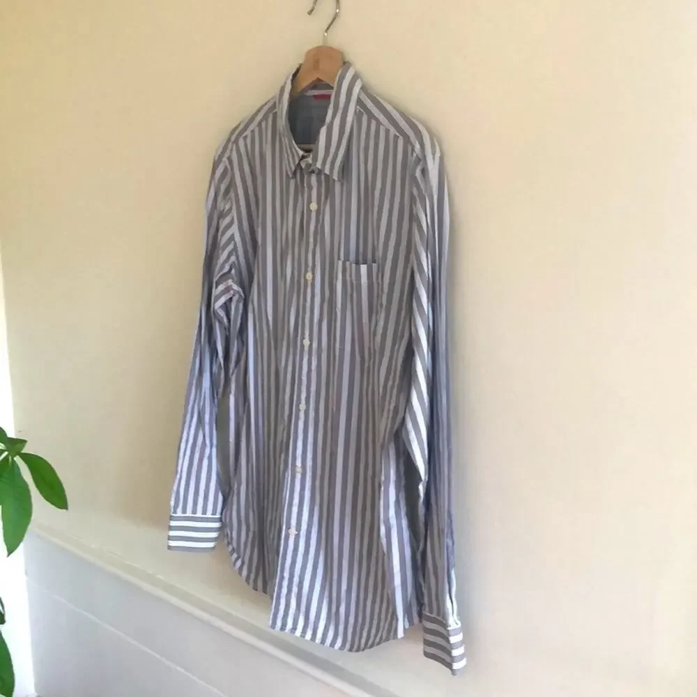 Banana Republic Slim Fit Stripe Button-Down Shirt Men's M Blue White